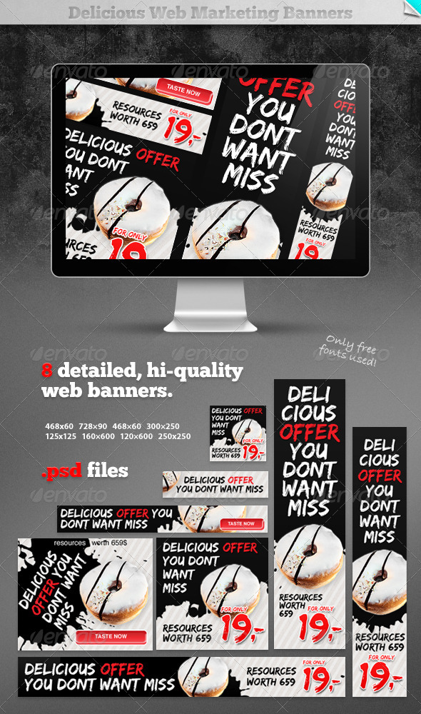 Delicious Web Marketing Banners - Banners & Ads Web Elements