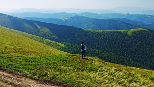 Woman Enjoy Amazing Nature Scene