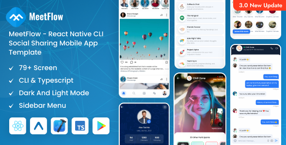 MeetFlow - React Native CLI Social Sharing Mobile App Template