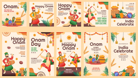 Onam Festival Feed And Stories Instagram Openers template preview