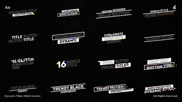 Dynamic Titles Glitch Version /Ae Titles template preview