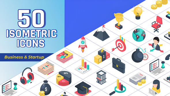 Isometric Icons Business and Startup Elements template preview