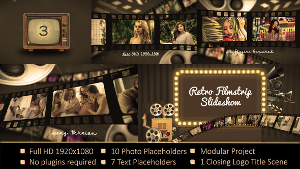 Retro Flimstrip Slideshow Video Displays template preview
