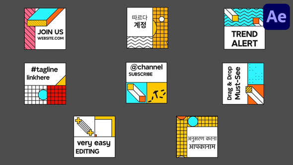 Modern Square Titles for After Effects Titles template preview