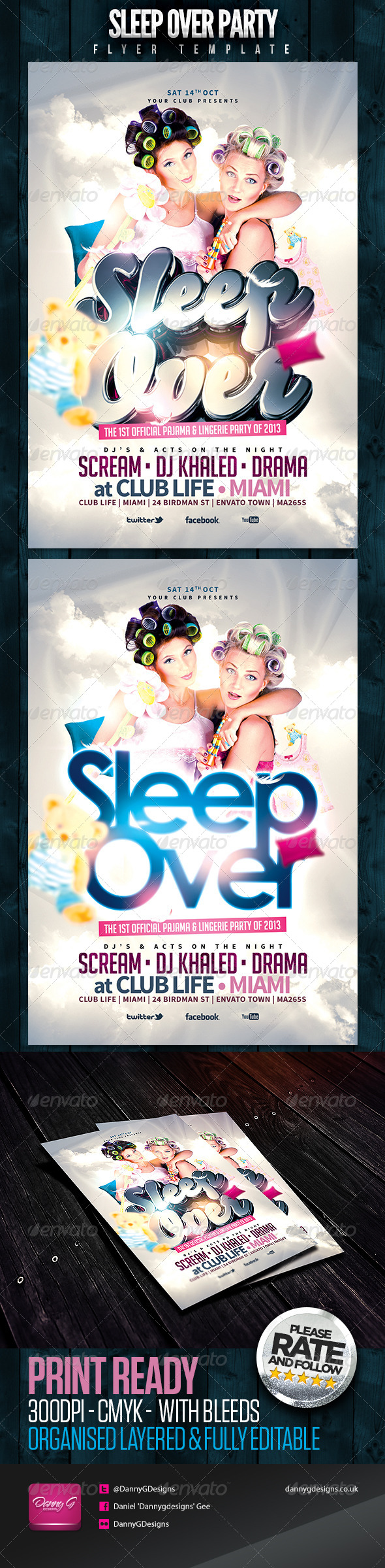 Sleep Over Party Flyer Template - Clubs & Parties Events