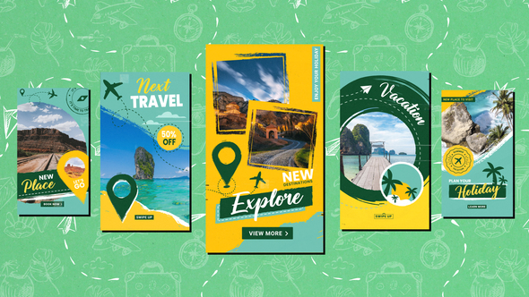 Summer Holiday Travel Tropical Stories Reels Openers template preview