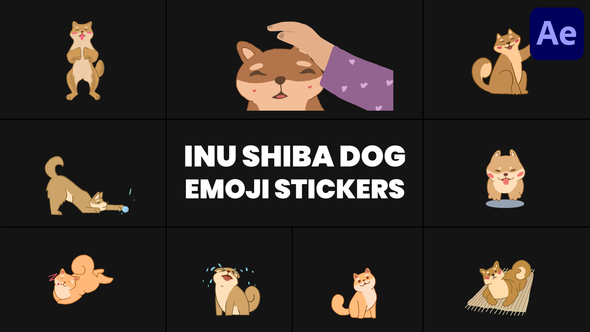 Inu Shiba Dog Emoji Stikers for After Effects Elements template preview
