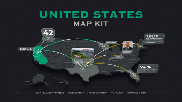 USA Map - United States Elements template preview