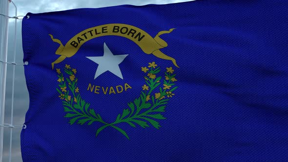 Flag of Nevada Waving in the Wind Against Deep Beautiful Clouds Sky alt