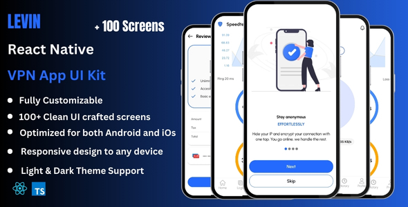 Levin - VPN React Native CLI App Ui Kit