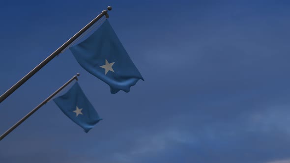 Somalia  Flags In The Blue Sky 4 K