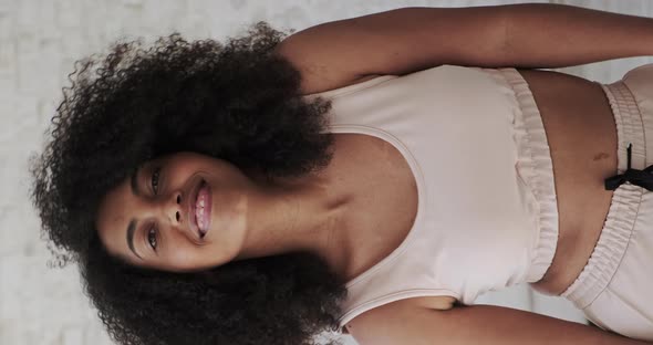 Happy Cheerful Young Mixed Race Woman Vlogger Student Dancing Alone alt