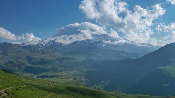 Mount Elbrus and Clouds Caucasus Mountains alt