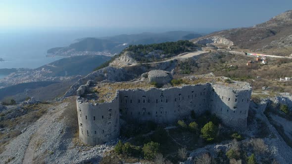 Aerial View of Kosmac Fortress Located on the Budva-Cetinje Road.