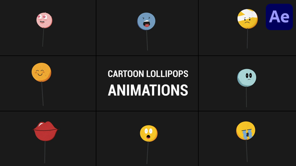 Cartoon Lollipops Animations | After Effects Elements template preview