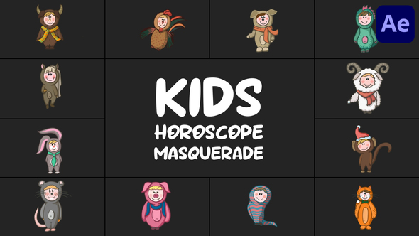 Kids Horoscope Masquerade for After Effects Elements template preview