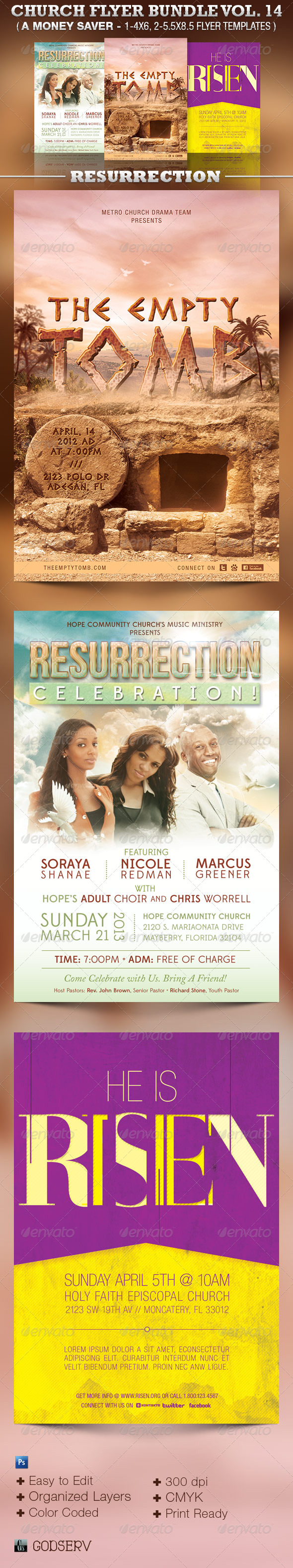Resurrection Church Flyer Template Bundle Vol 14 - Church Flyers