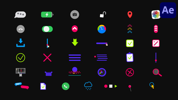 Mobile App Interface Icons for After Effects Openers template preview