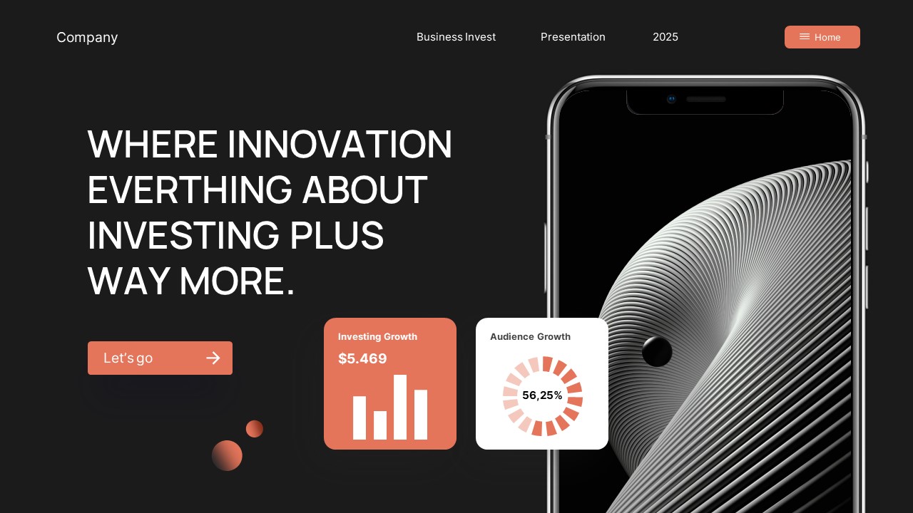 Black Orange Modern Business Investment PowerPoint, Presentation Templates