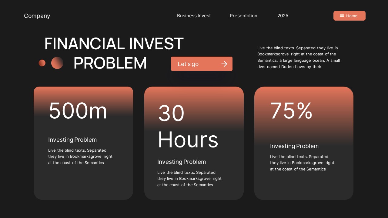 Black Orange Modern Business Investment PowerPoint, Presentation Templates