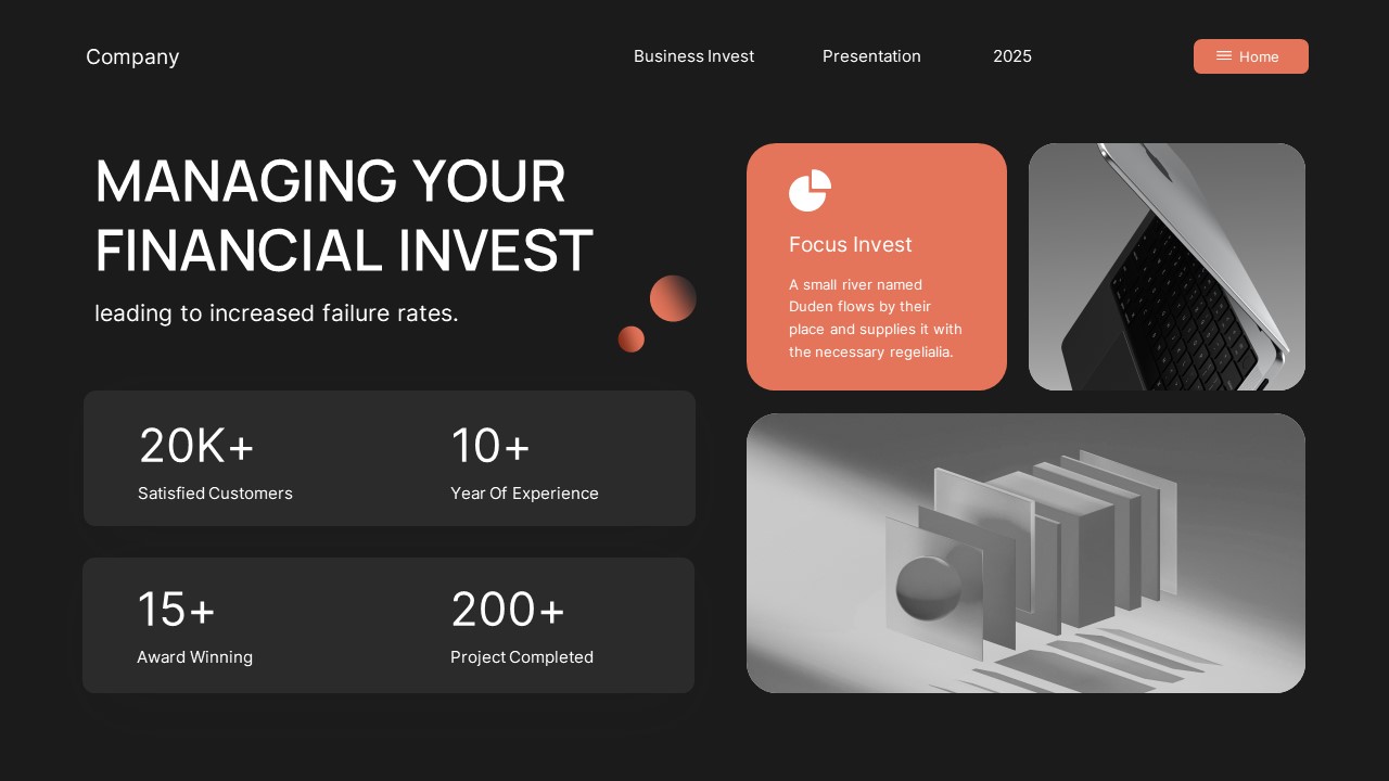 Black Orange Modern Business Investment PowerPoint, Presentation Templates