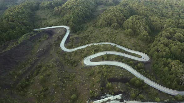 Winding road in mountain landscape, Chile