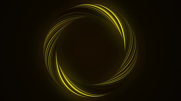 Abstract yellow rotating ring isolated on black background alt