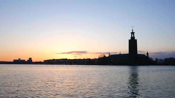 Stockholm City Hall at sunset