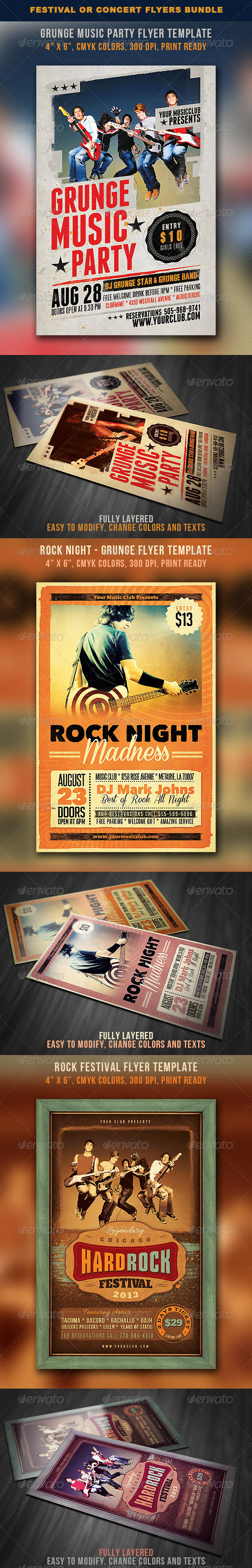 Festival or Concert Flyers Bundle - Concerts Events