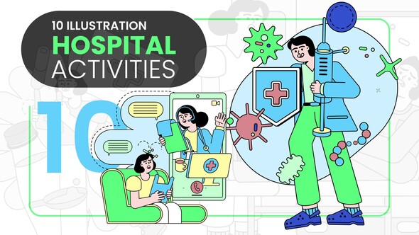 Hospital Activities Animated Ilustration Elements template preview