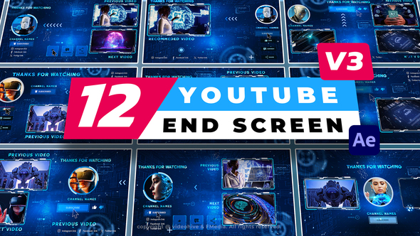 12 YouTube End Screen V3 broadcast-packages template preview