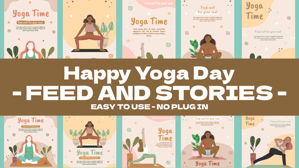 Yoga Day Feed and Stories Instagram Openers template preview