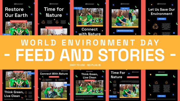 World Environment Day Feed and Stories Instagram Openers template preview