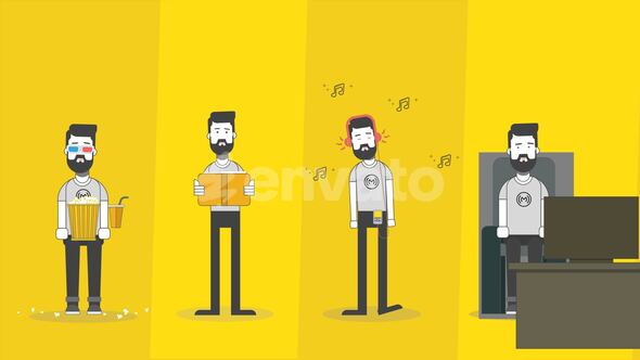 Promotional 2D Character Explainer Promotional Video Elements template preview