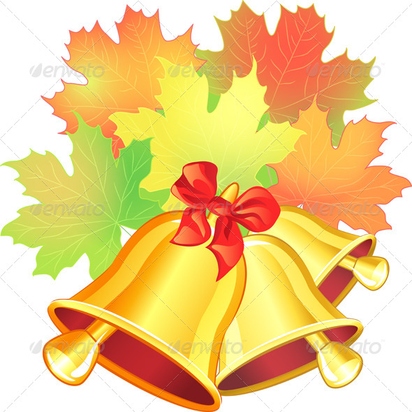Vector Autumn Maple Leaf and Scholl Bells - Seasons/Holidays Conceptual
