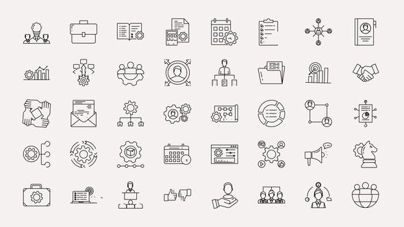 Management Line Icons Elements template preview