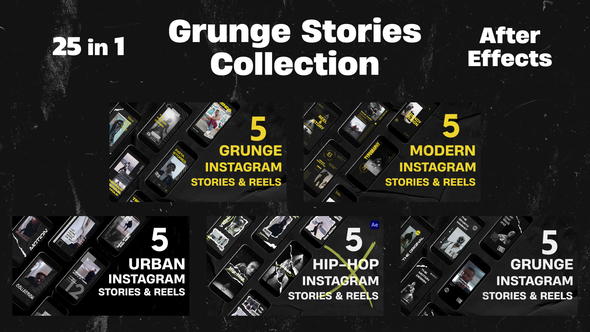 Grunge Instagram Stories Collection 25in1 Openers template preview