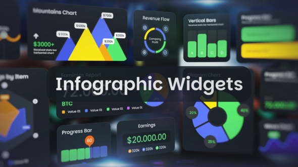 Infographic Widgets – KPI Dashboard, Chart Elements & Data Visualization Pack Infographics template preview