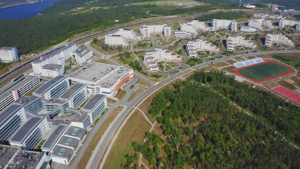 View From a Drone on the Campus of the Far Eastern Federal University FEFU alt
