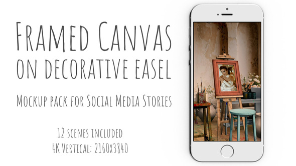 Framed canvas on decorative easel Video Displays template preview