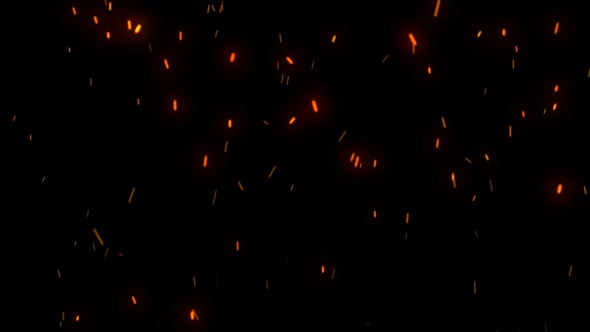 sparks and particles of fire with smoke