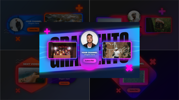 Gradient Youtube Endscreens broadcast-packages template preview
