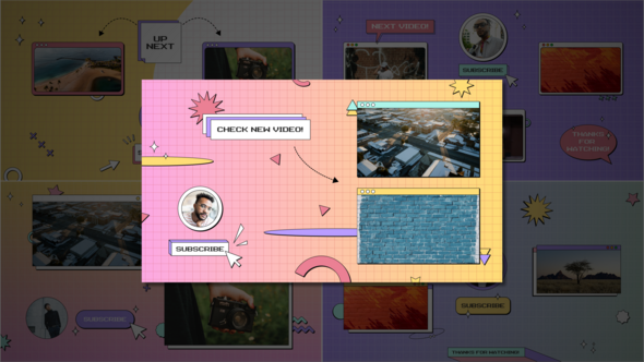 Y2K Youtube Endscreens broadcast-packages template preview