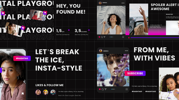 Instagram Intro Dark Mode After Effect Video Displays template preview