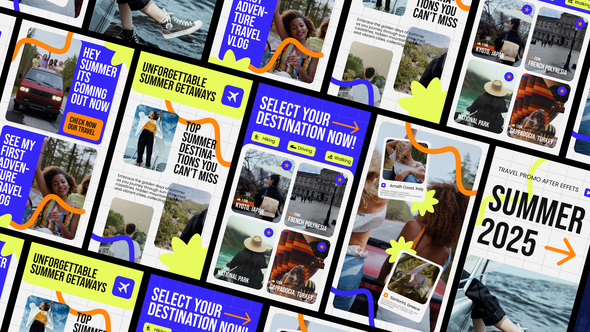 Summer Travel Video Displays template preview