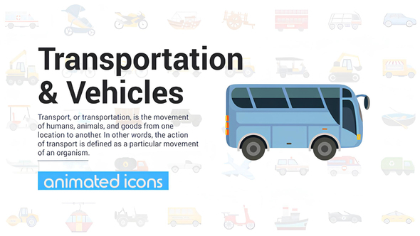 Transportation and Vehicles Icons Elements template preview