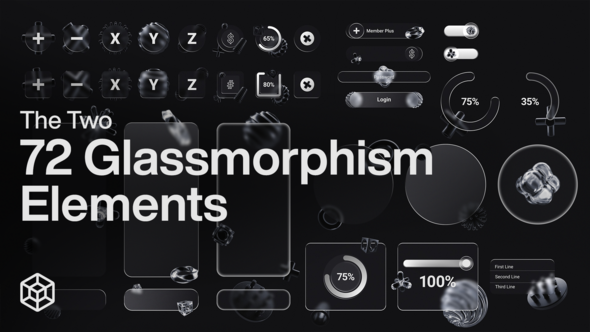 The Two - 72 Glassmorphism Elements Elements template preview