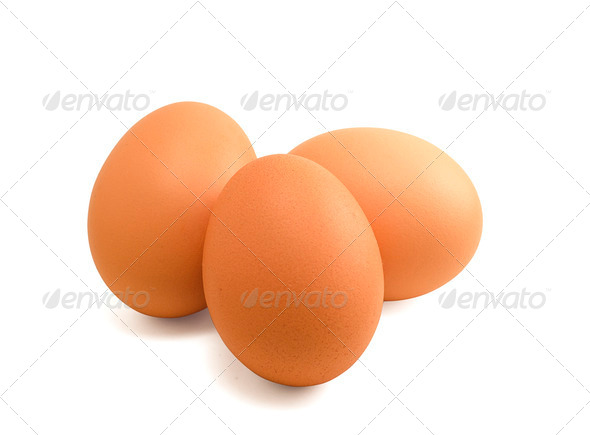 Three brown eggs - Stock Photo - Images