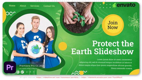 Protect the Earth Warning Slideshow Premiere Pro template preview