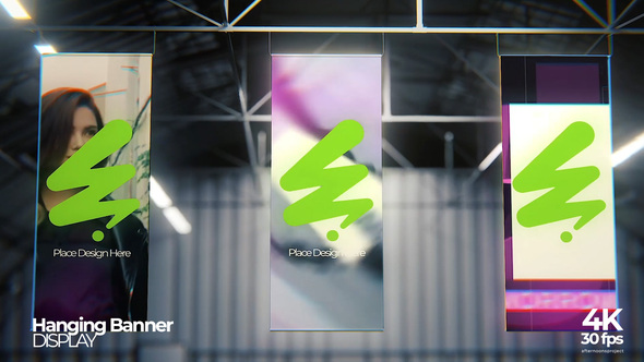 Hanging Banner Mockup Video Displays template preview
